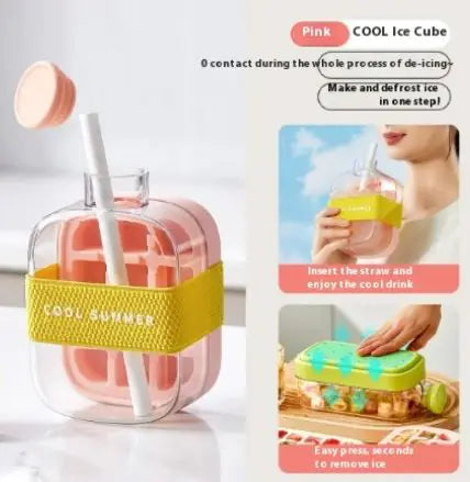 Ice Maker Cup with Straw & Curling Mold