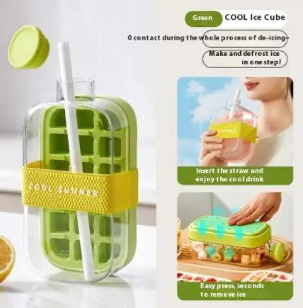 Ice Maker Cup with Straw & Curling Mold