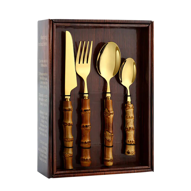 Moderndition ™ - Elegant Bamboo Stainless Cutlery Set