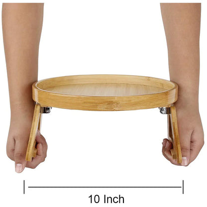 Moderndition™ - Foldable Round Bamboo Storage Tray with Legs