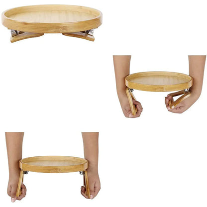 Moderndition™ - Foldable Round Bamboo Storage Tray with Legs
