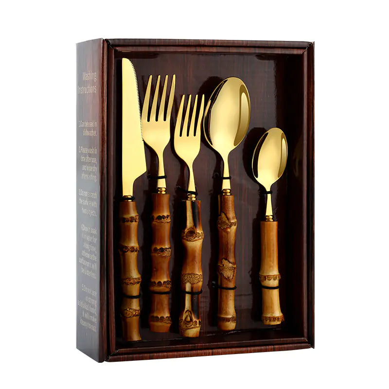 Moderndition ™ - Elegant Bamboo Stainless Cutlery Set