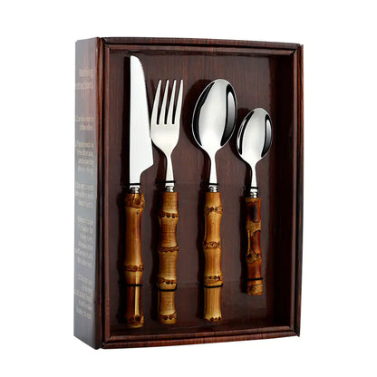 Moderndition ™ - Elegant Bamboo Stainless Cutlery Set