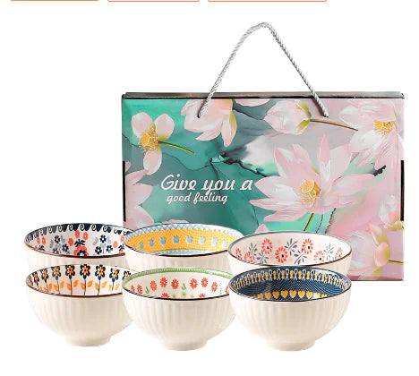 Moderndition™ - Colorful Ceramic Rice Bowl and Plate Set (One Set)