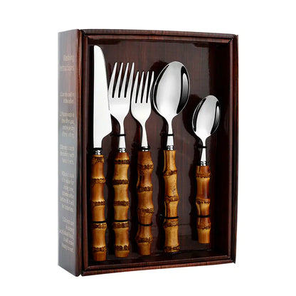 Moderndition ™ - Elegant Bamboo Stainless Cutlery Set