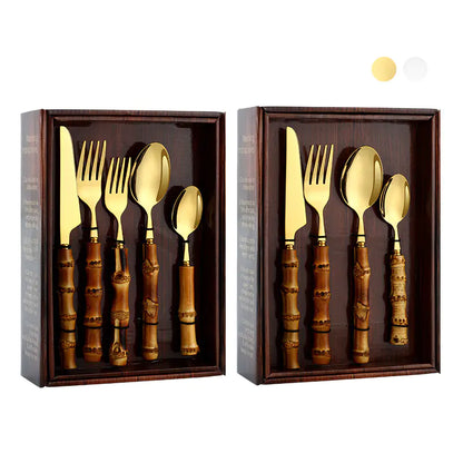 Moderndition ™ - Elegant Bamboo Stainless Cutlery Set