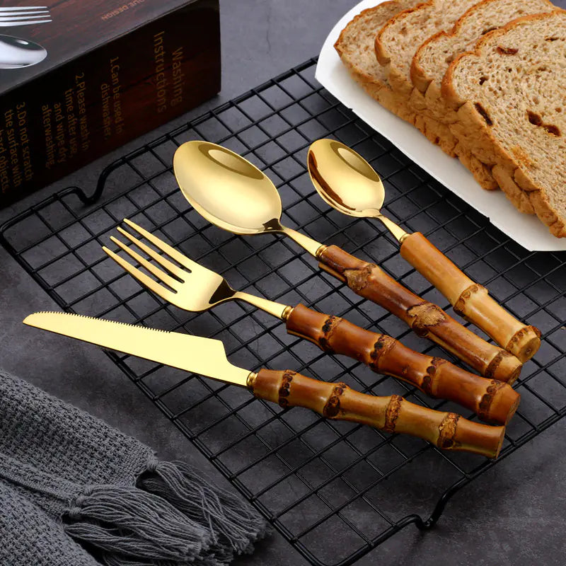 Moderndition ™ - Elegant Bamboo Stainless Cutlery Set