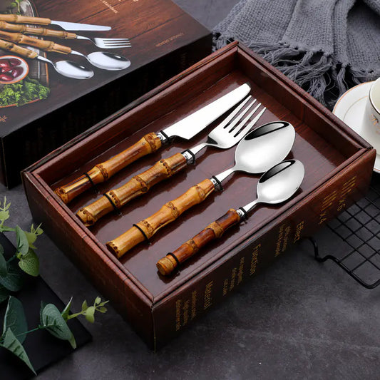 Moderndition ™ - Elegant Bamboo Stainless Cutlery Set