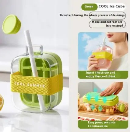 Ice Maker Cup with Straw & Curling Mold